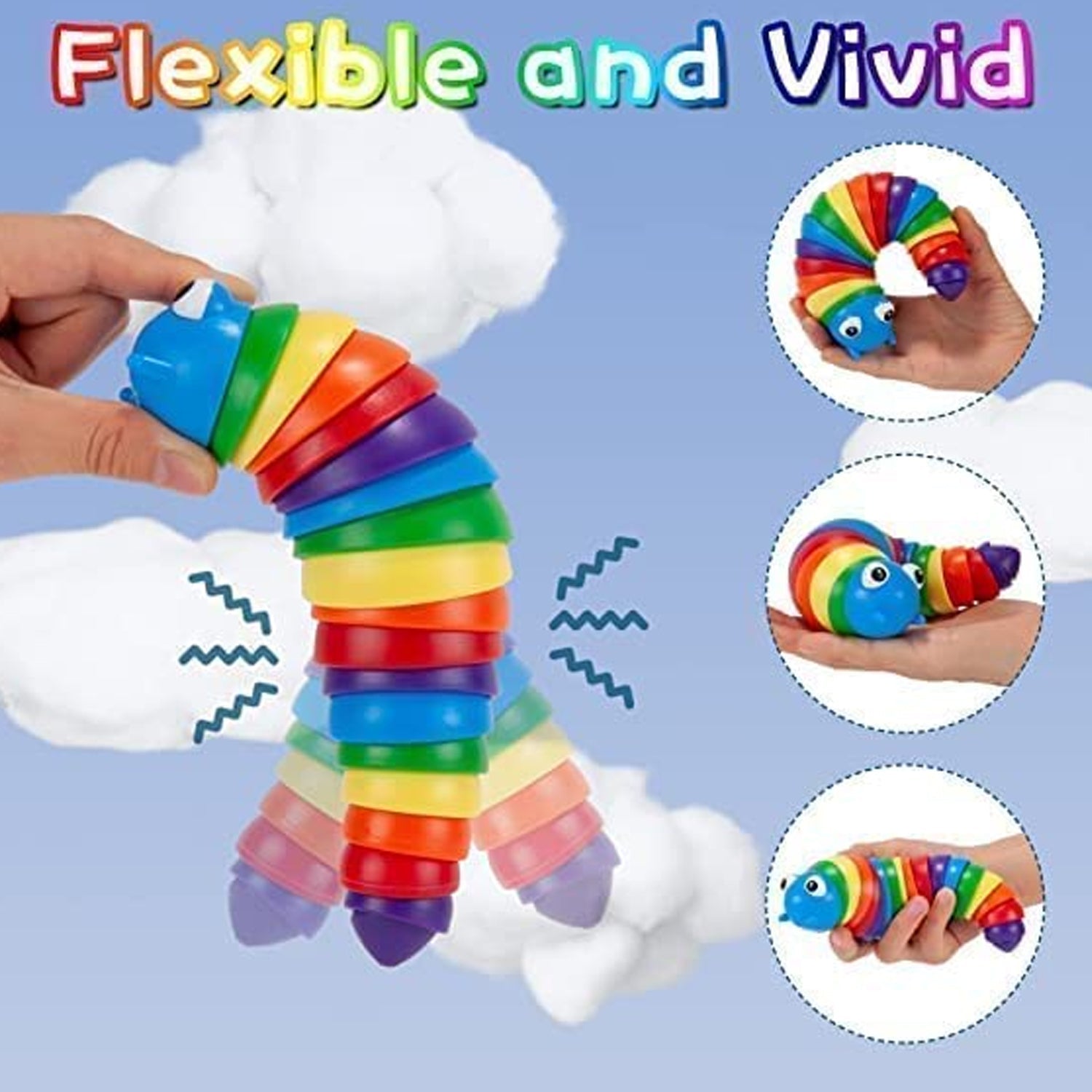 3D Rainbow Color Plastic Slug Fidget Toys, Stress Relieving Toy, Sensory Slug Toy for Boys and Girls, Finger slug Toy, for Autistic, Caterpillar Fidget Toys Stress Relief Gifts for Toddlers Kids Adults  (1 Pc) 3D Rainbow Color Plastic Slug Fidget Toys, Stress Relieving Toy, Sensory Slug Toy for Boys and Girls, Finger slug Toy, for Autistic, Caterpillar Fidget Toys Stress Relief Gifts for Toddlers Kids Adults  (1 Pc)